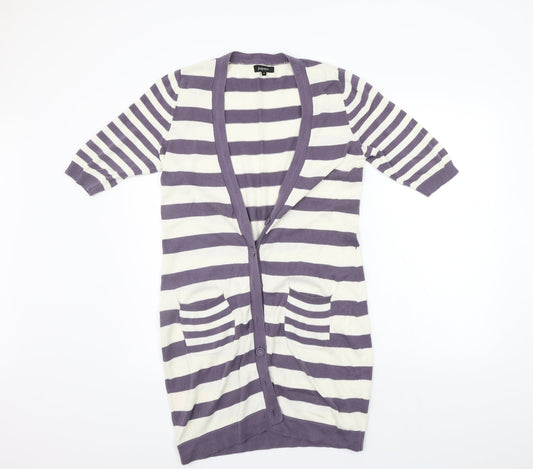 Womens UK Size 12 Papaya Purple Cardigan Jumper
