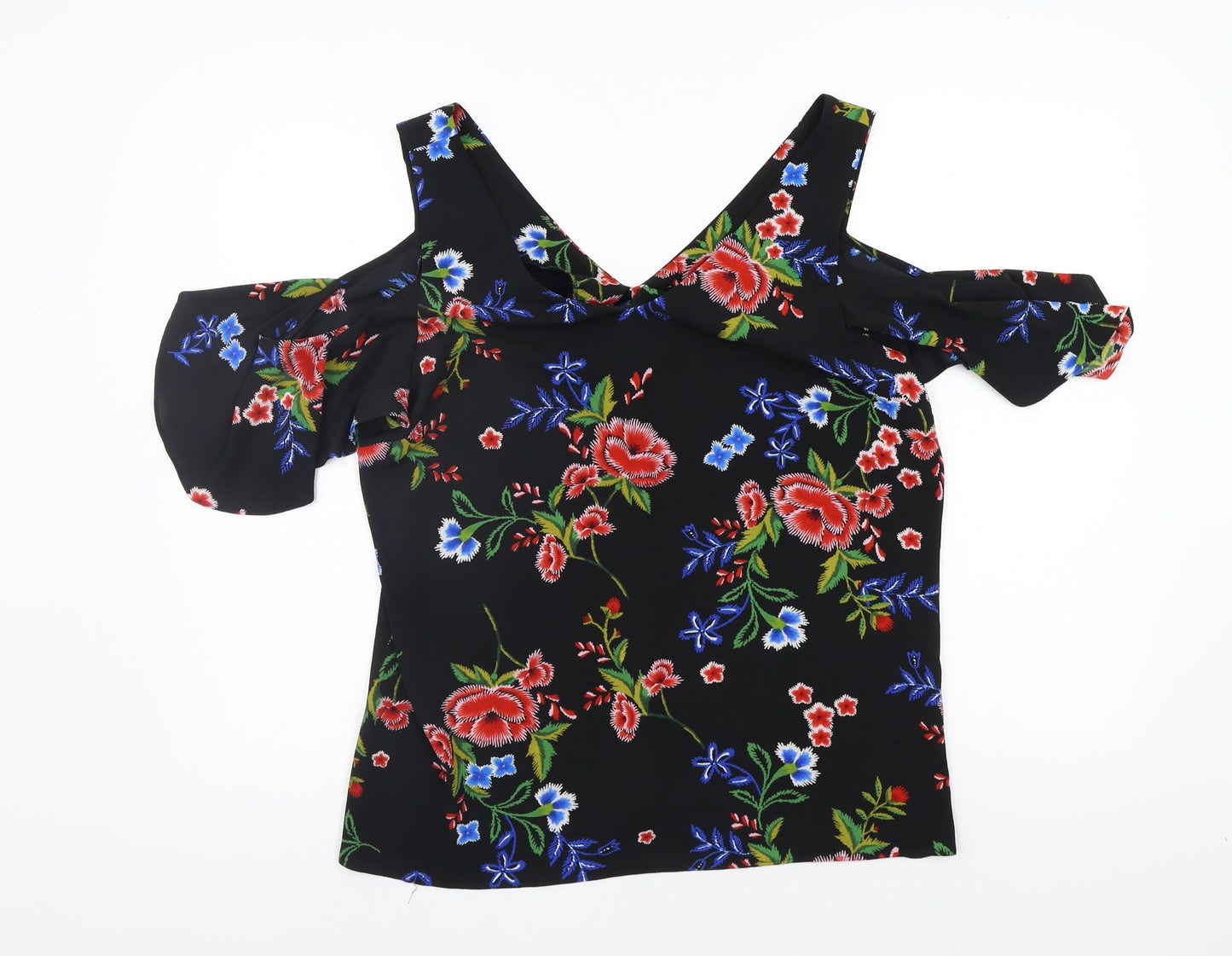 Womens UK Size 14 Peacocks Black Basic Blouse