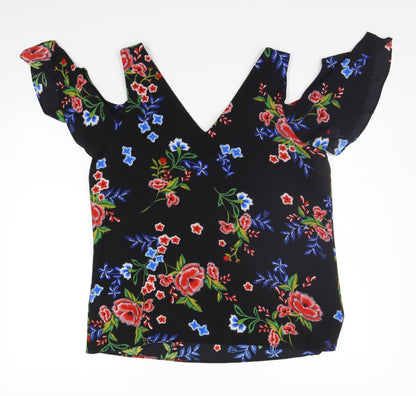 Womens UK Size 14 Peacocks Black Basic Blouse