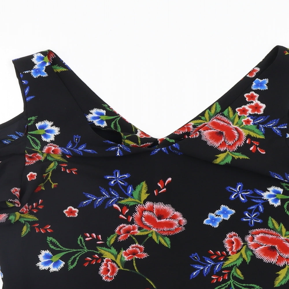 Womens UK Size 14 Peacocks Black Basic Blouse