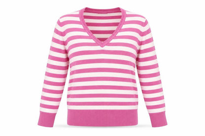 Bonmarché Womens Pink Striped Pullover Jumper Size S