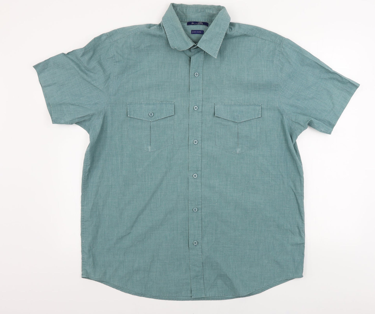 Mens UK Size L BHS Green  Button-Up Short Sleeve Casual Shirt