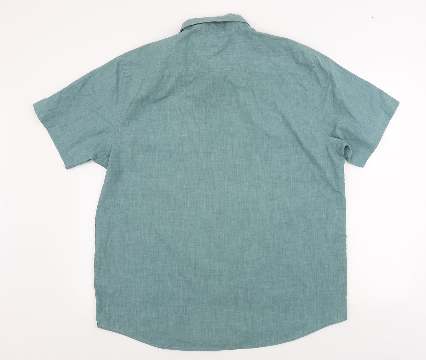 Mens UK Size L BHS Green  Button-Up Short Sleeve Casual Shirt