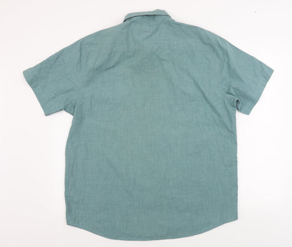 Mens UK Size L BHS Green  Button-Up Short Sleeve Casual Shirt