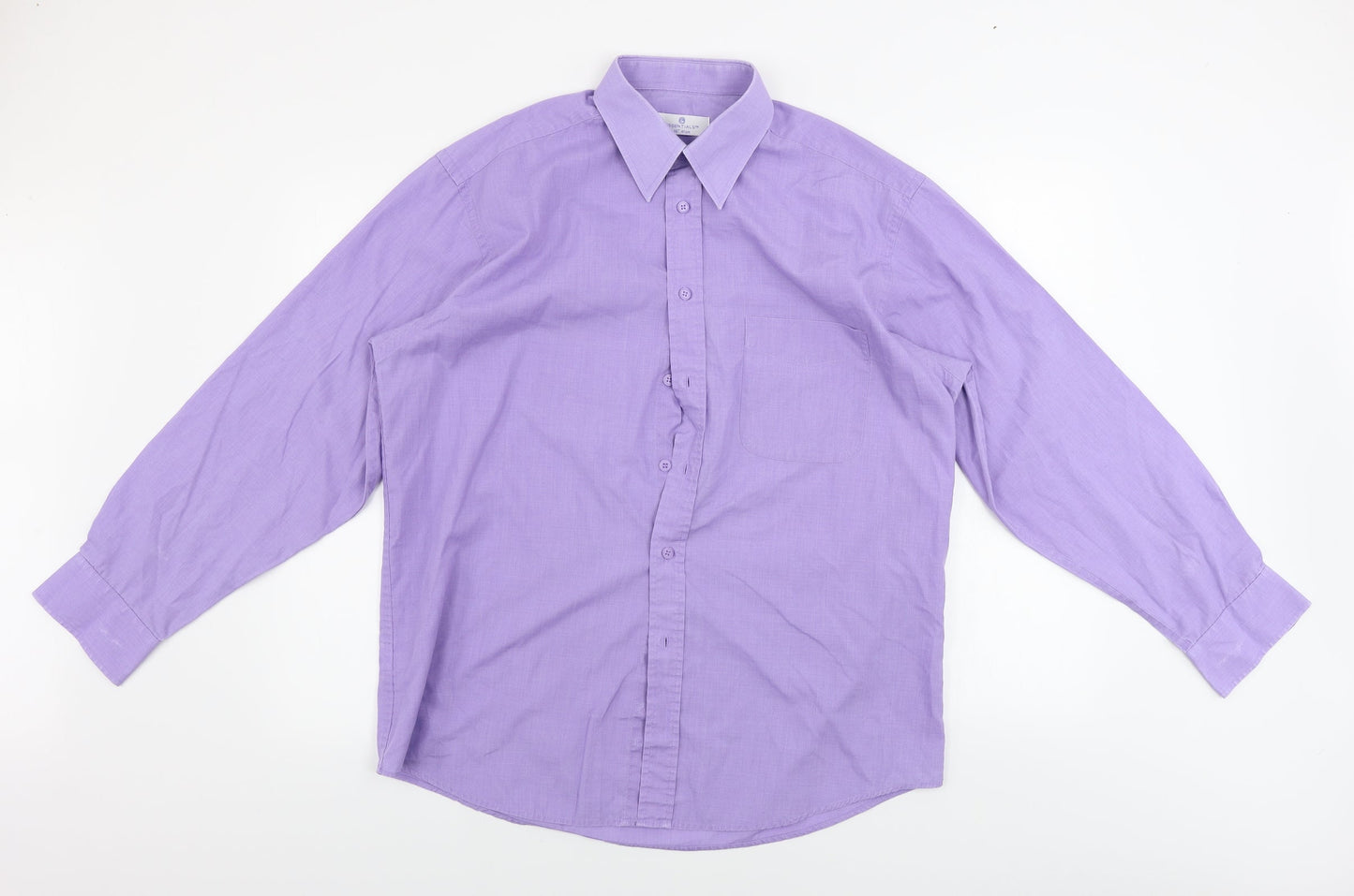 Mens UK Size 16 Essentials Purple  Button-Up Long Sleeve Casual Shirt
