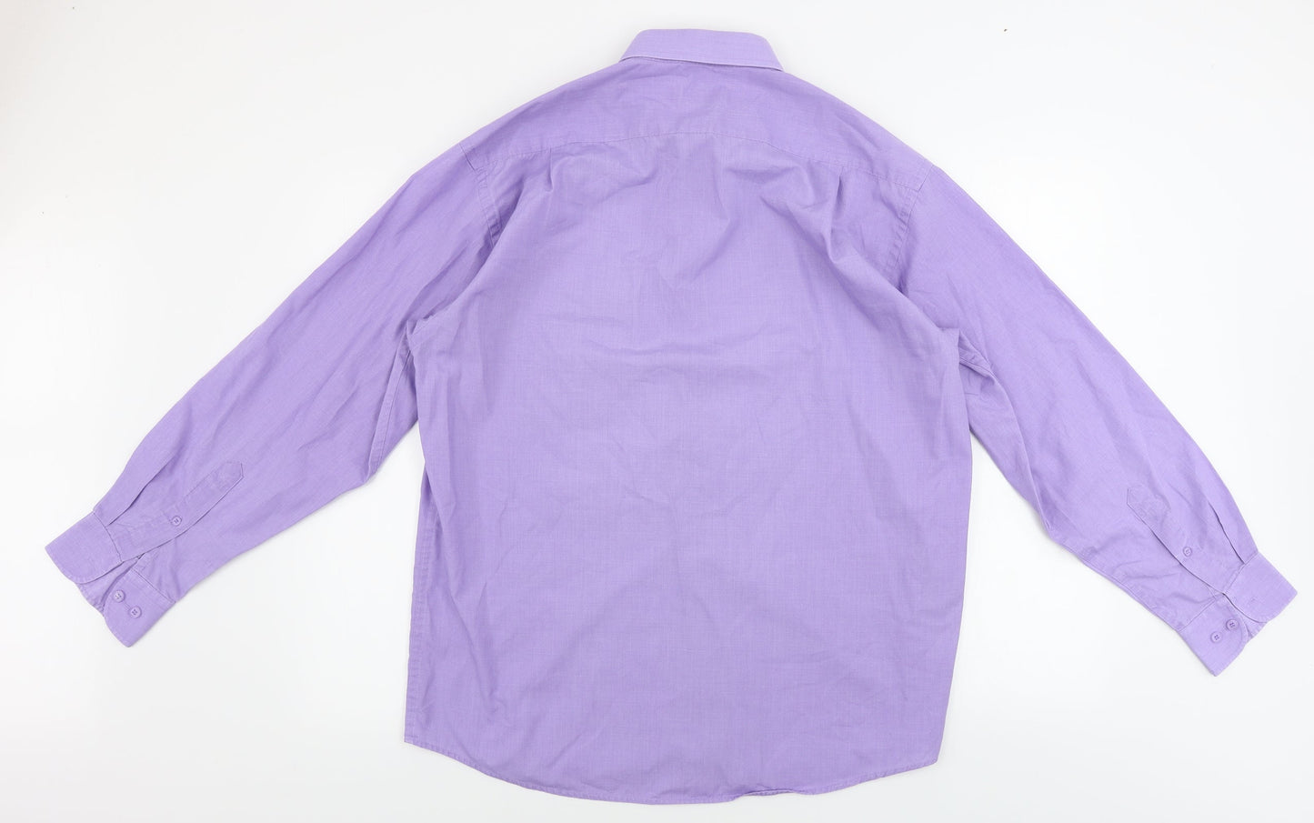 Mens UK Size 16 Essentials Purple  Button-Up Long Sleeve Casual Shirt