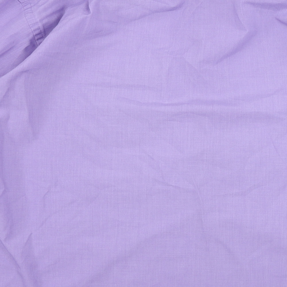 Mens UK Size 16 Essentials Purple  Button-Up Long Sleeve Casual Shirt