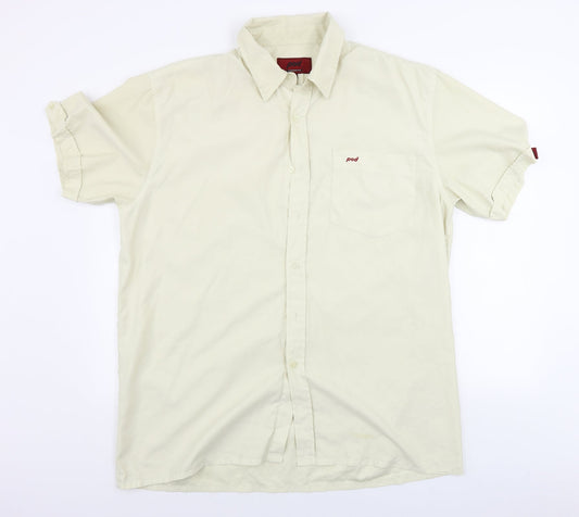 Mens UK Size XL Pod Beige  Button-Up Short Sleeve Casual Shirt