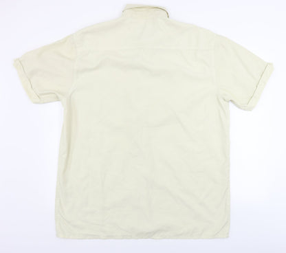 Mens UK Size XL Pod Beige  Button-Up Short Sleeve Casual Shirt