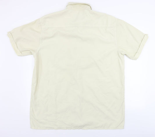 Mens UK Size XL Pod Beige  Button-Up Short Sleeve Casual Shirt