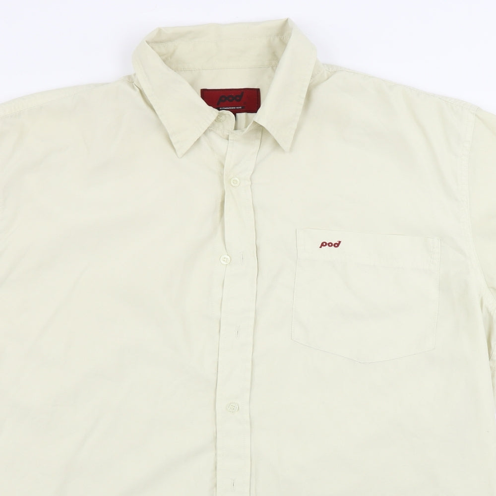 Mens UK Size XL Pod Beige  Button-Up Short Sleeve Casual Shirt