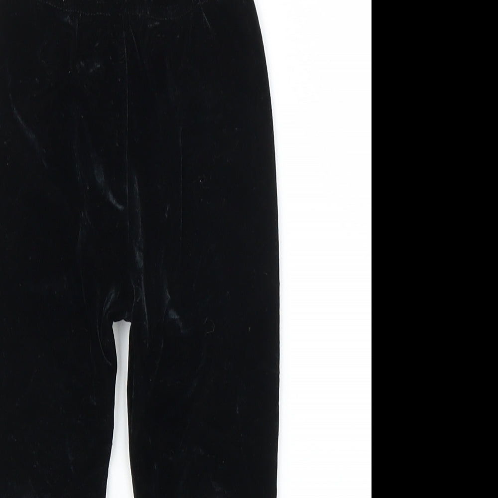 M&S Girls Black  Velvet Capri Leggings Size 12 Months