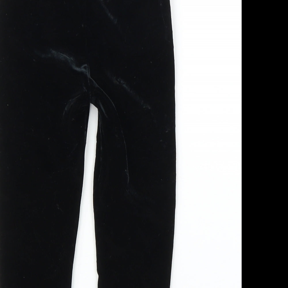 M&S Girls Black  Velvet Capri Leggings Size 12 Months