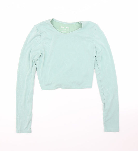 Womens UK Size 12 ASOS Green Cropped Blouse