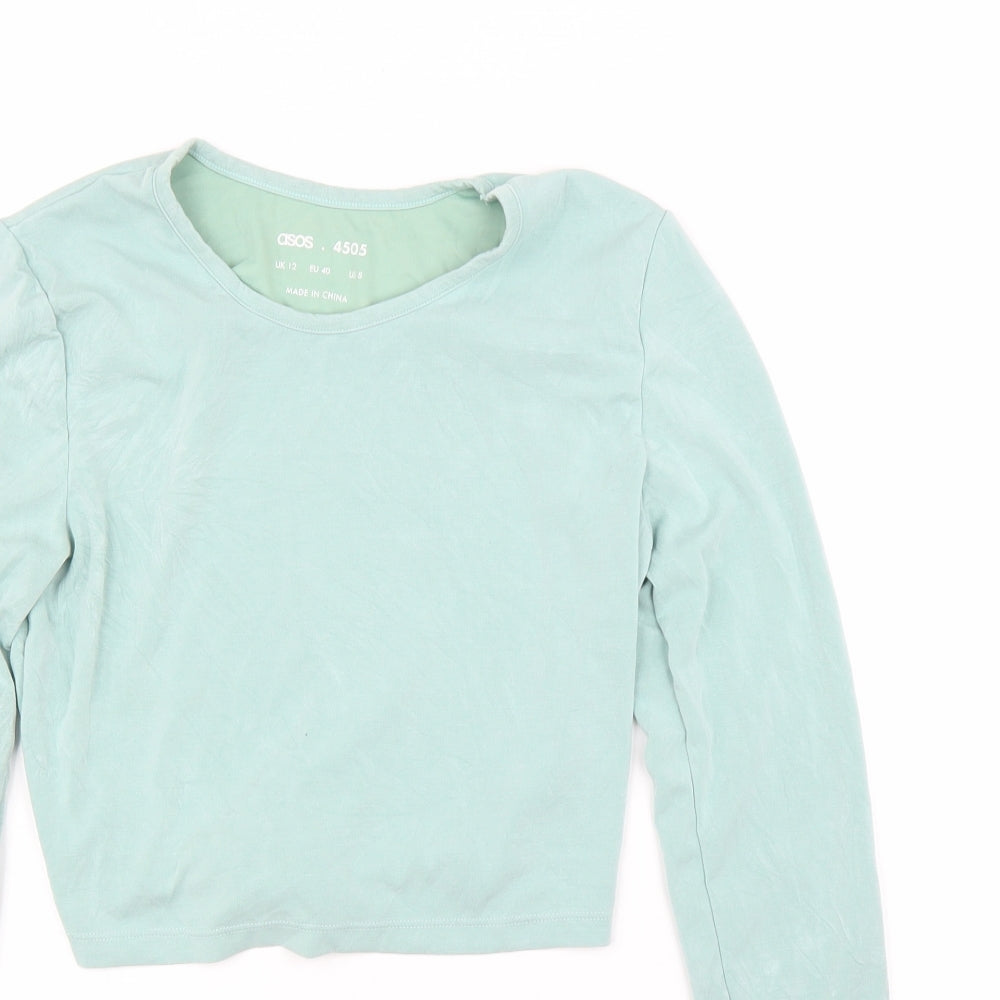 Womens UK Size 12 ASOS Green Cropped Blouse