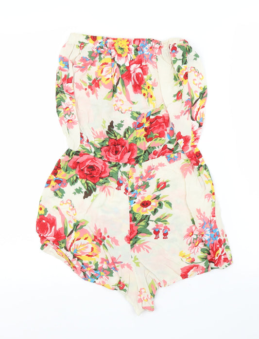 Glamorous Womens Ivory Floral  Romper One-Piece Size 10