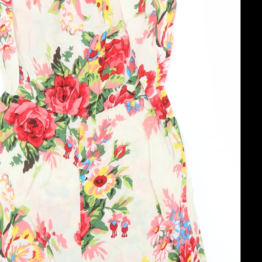 Glamorous Womens Ivory Floral  Romper One-Piece Size 10