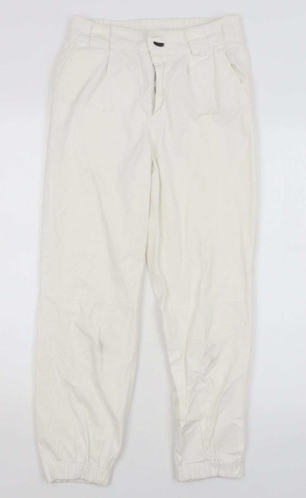 Womens UK Size S Astradivarius Regular Fit Capri White Trousers