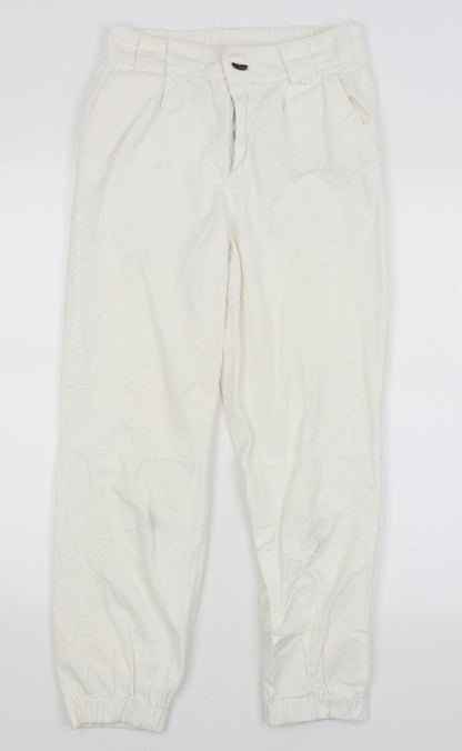 Womens UK Size S Astradivarius Regular Fit Capri White Trousers