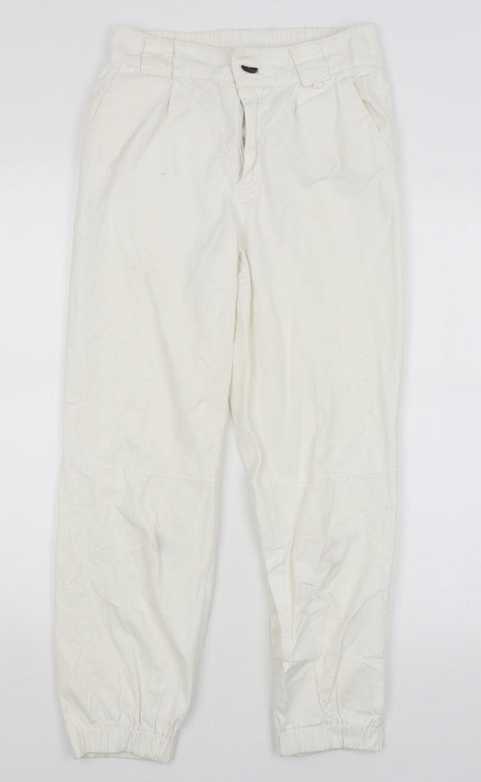Womens UK Size S Astradivarius Regular Fit Capri White Trousers