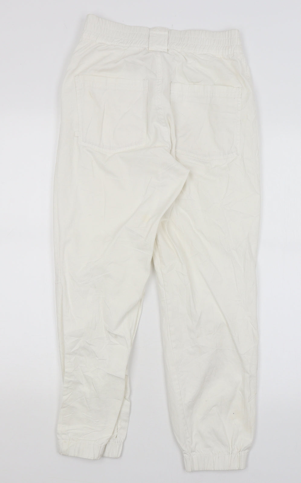 Womens UK Size S Astradivarius Regular Fit Capri White Trousers