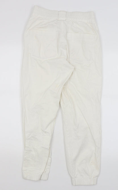 Womens UK Size S Astradivarius Regular Fit Capri White Trousers