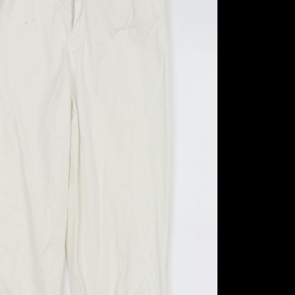 Womens UK Size S Astradivarius Regular Fit Capri White Trousers
