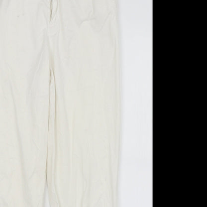 Womens UK Size S Astradivarius Regular Fit Capri White Trousers