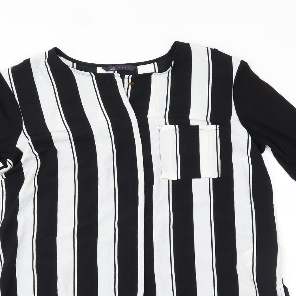 Womens UK Size 10 Marks and Spencer Black Basic Button-Up
