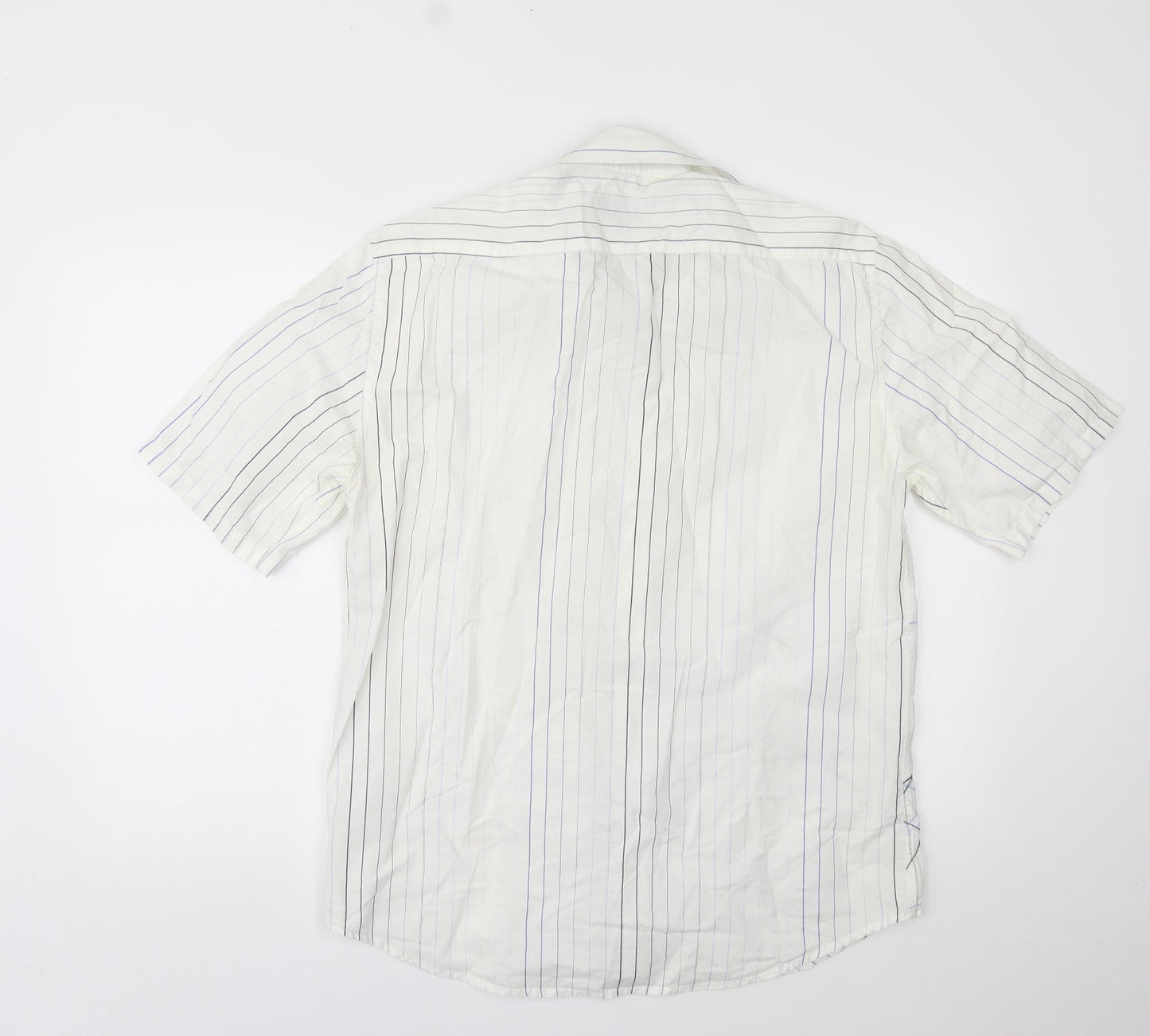 Mens UK Size L NEXT White  Button-Up Short Sleeve Casual Shirt