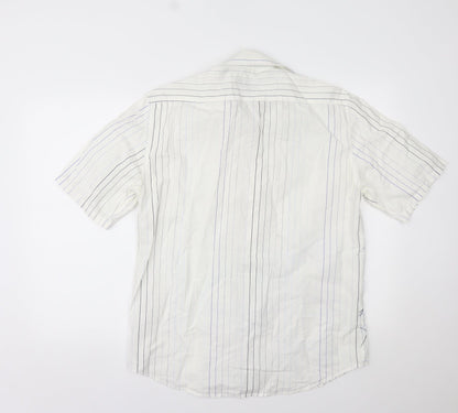 Mens UK Size L NEXT White  Button-Up Short Sleeve Casual Shirt