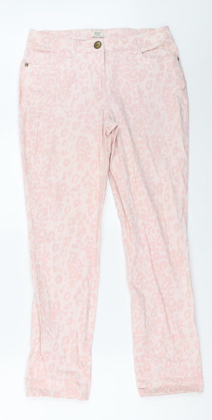 F&F Womens Pink Animal Print  Capri Jeans Size 10 L27 in