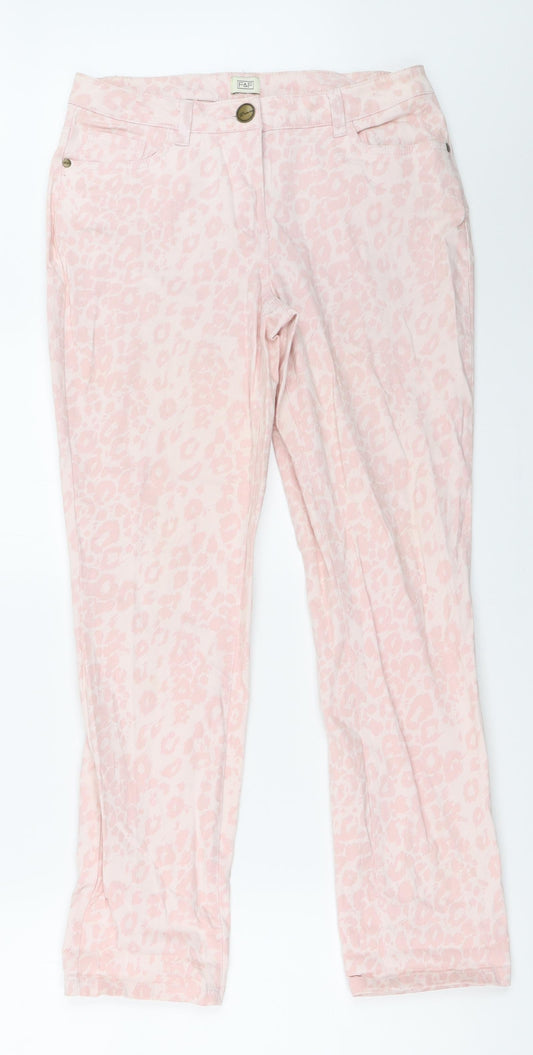 F&F Womens Pink Animal Print  Capri Jeans Size 10 L27 in