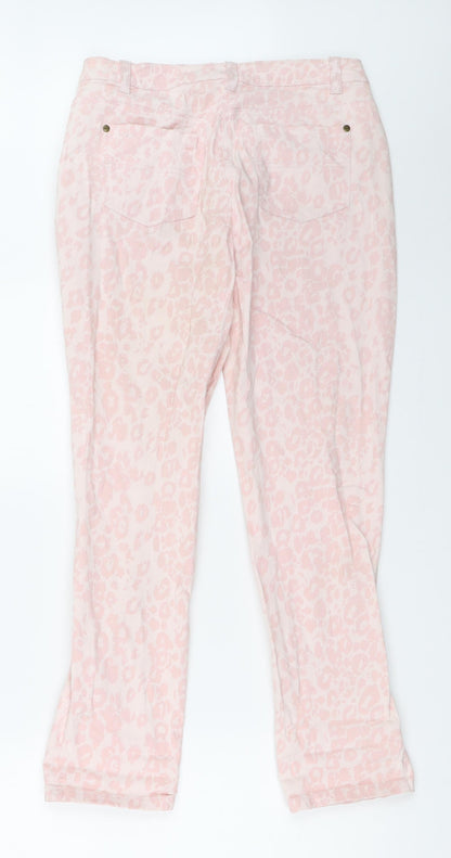F&F Womens Pink Animal Print  Capri Jeans Size 10 L27 in