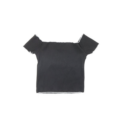Primark Womens Black   Cropped T-Shirt Size 10