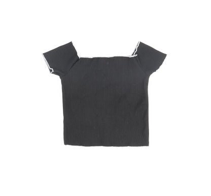 Primark Womens Black   Cropped T-Shirt Size 10