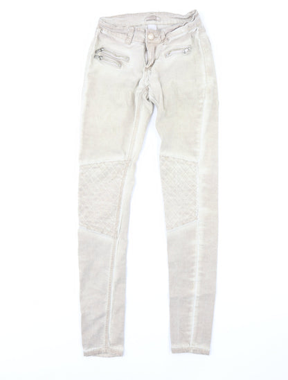 Womens UK Size 8 Preworn Regular Fit Skinny Beige Jeans