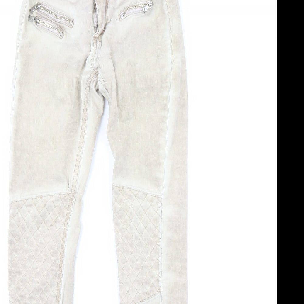 Womens UK Size 8 Preworn Regular Fit Skinny Beige Jeans