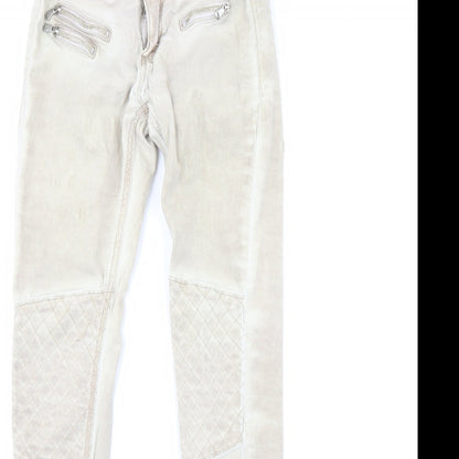 Womens UK Size 8 Preworn Regular Fit Skinny Beige Jeans