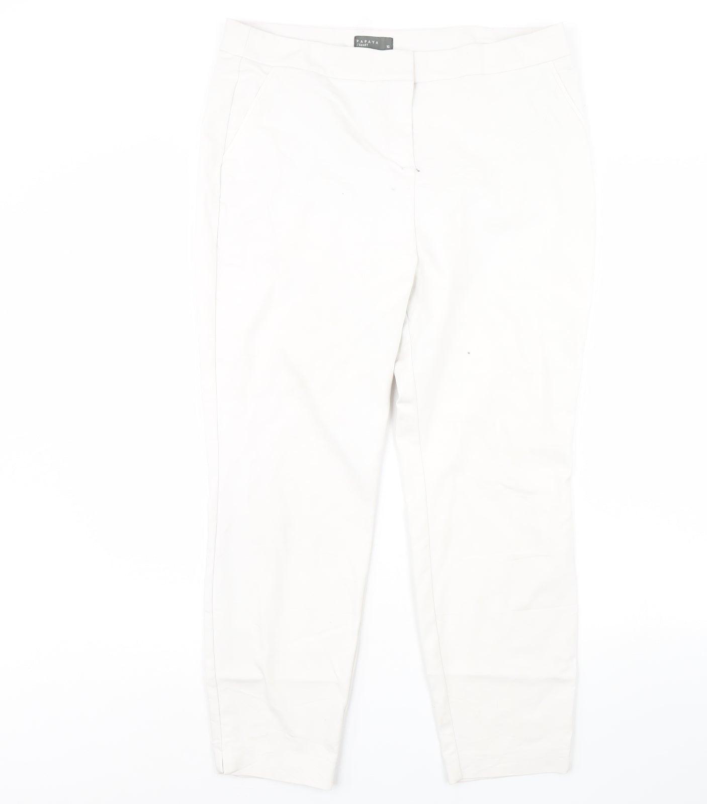 Womens UK Size 16 Papaya Regular Fit  White Trousers