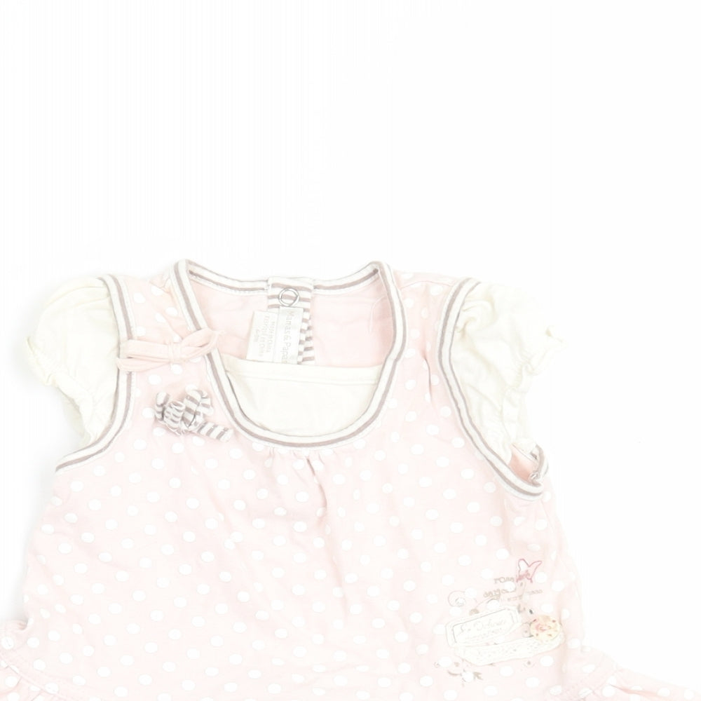 mamas & papas Girls Beige Polka Dot  A-Line  Size 6-9 Months