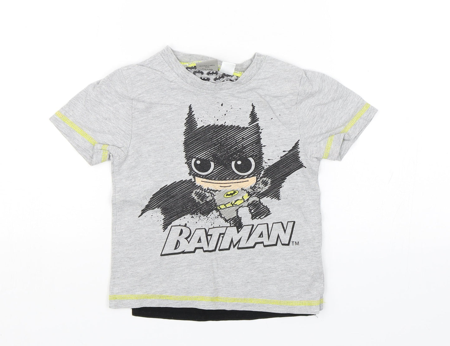 Primark Boys Grey   Basic T-Shirt Size 2-3 Years  - Batman