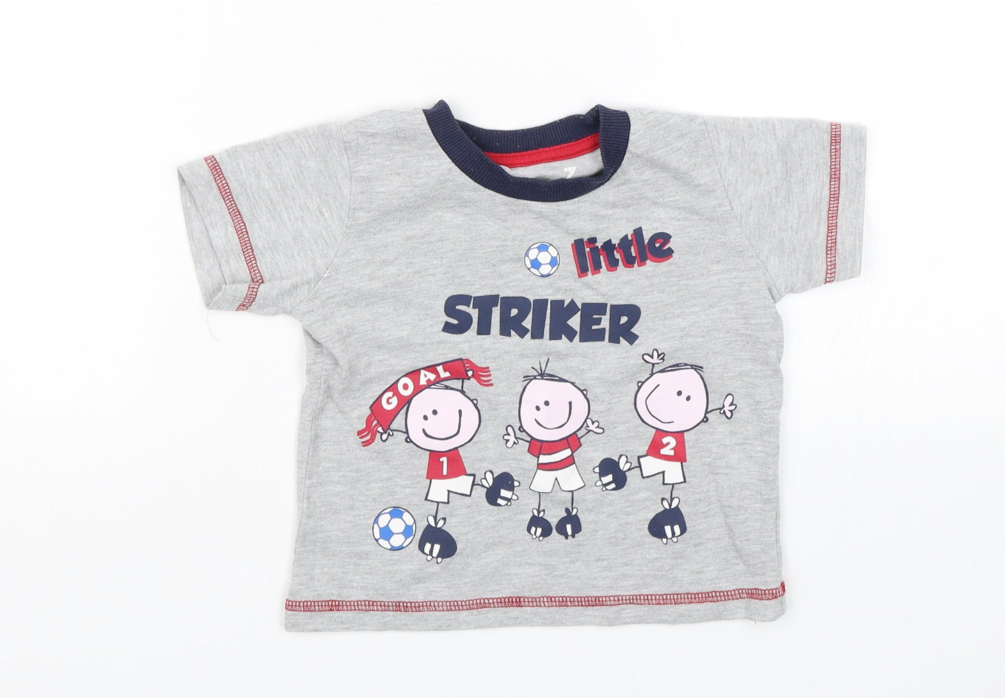 Matalan Baby Grey   Basic T-Shirt Size 9-12 Months  - Little striker