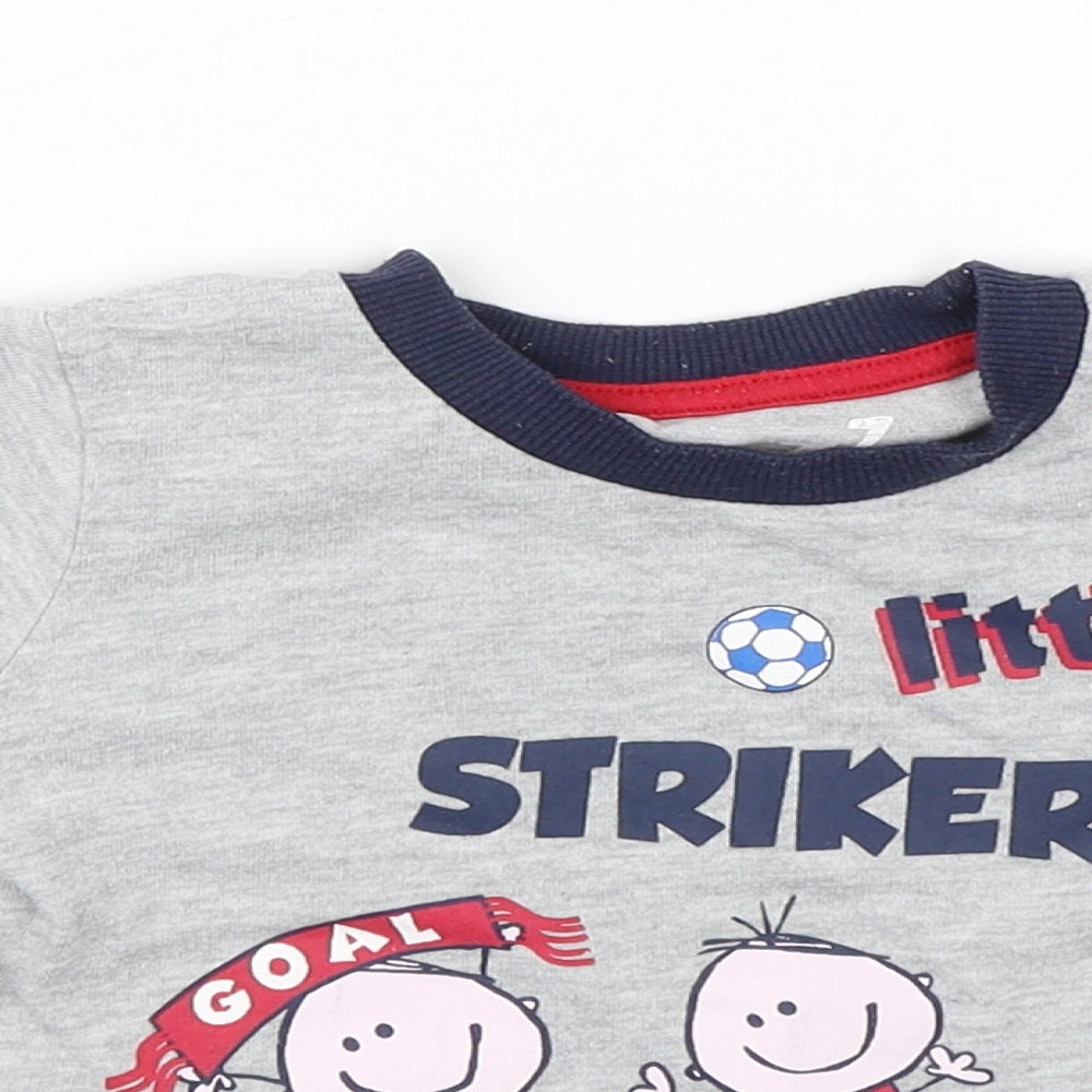 Matalan Baby Grey   Basic T-Shirt Size 9-12 Months  - Little striker