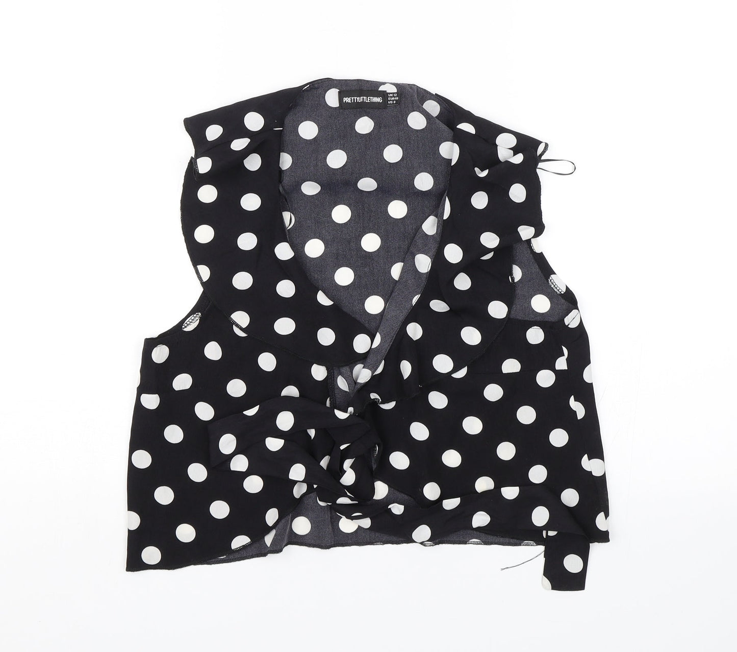 Womens UK Size 12 PRETTYLITTLETHING Black Basic Blouse