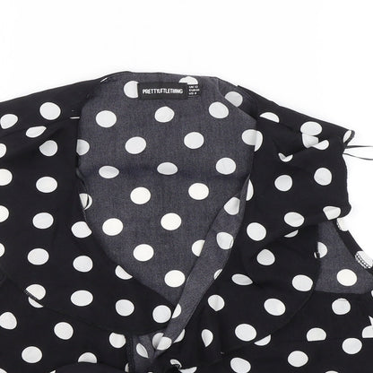 Womens UK Size 12 PRETTYLITTLETHING Black Basic Blouse