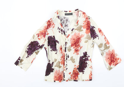 Alex & Co Womens Beige Floral  Jacket  Size 10