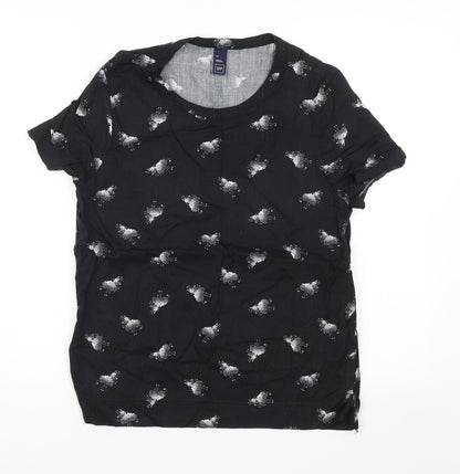 Womens UK Size XS Gap Black Basic T-Shirt