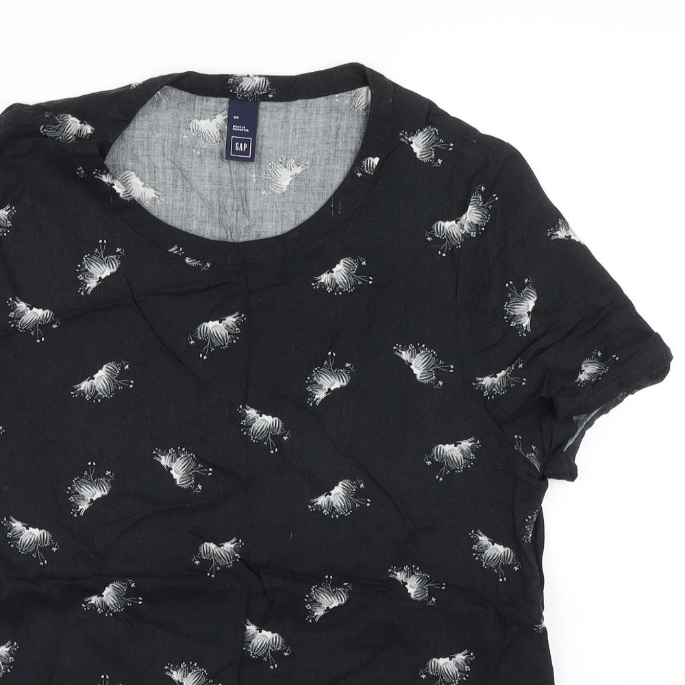 Womens UK Size XS Gap Black Basic T-Shirt