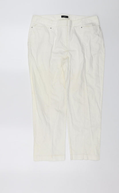 Womens UK Size 12 M&Co Regular Fit Chino White Trousers